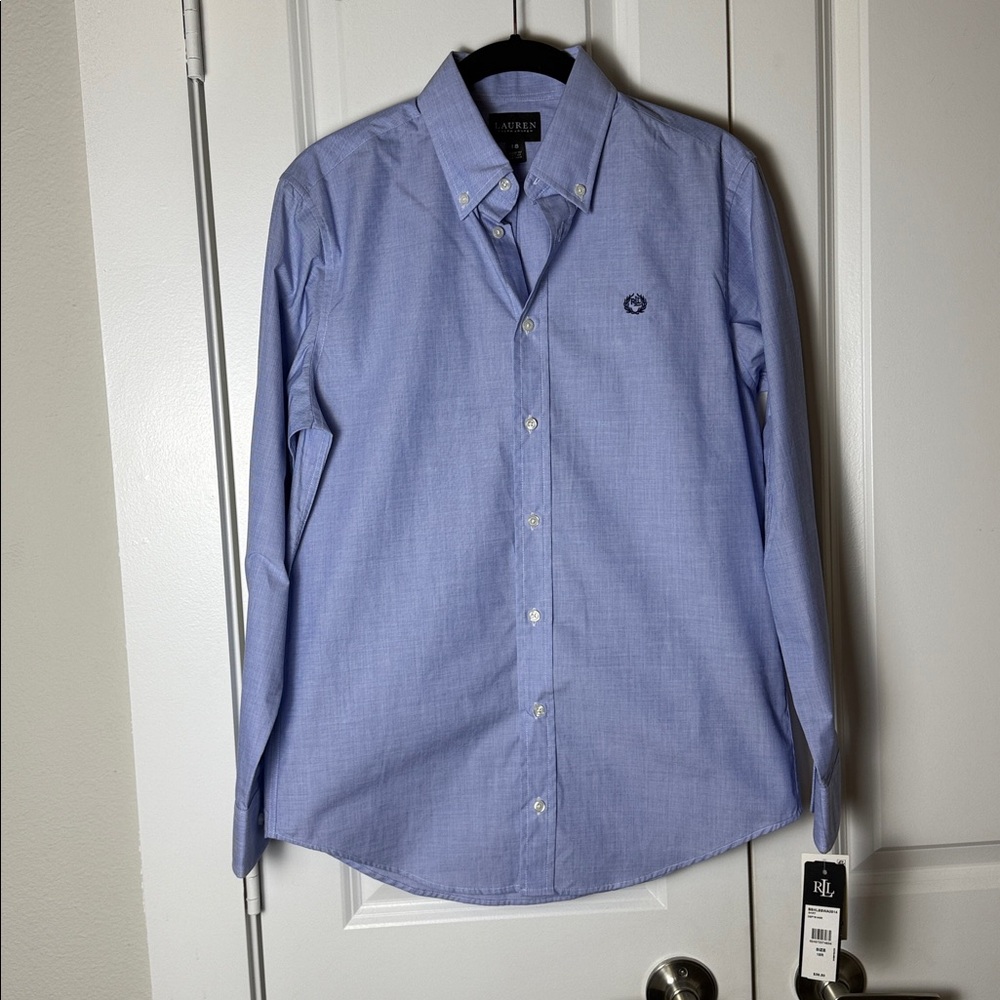 Ralph Lauren Boys Blue Button Down Dress Shirt